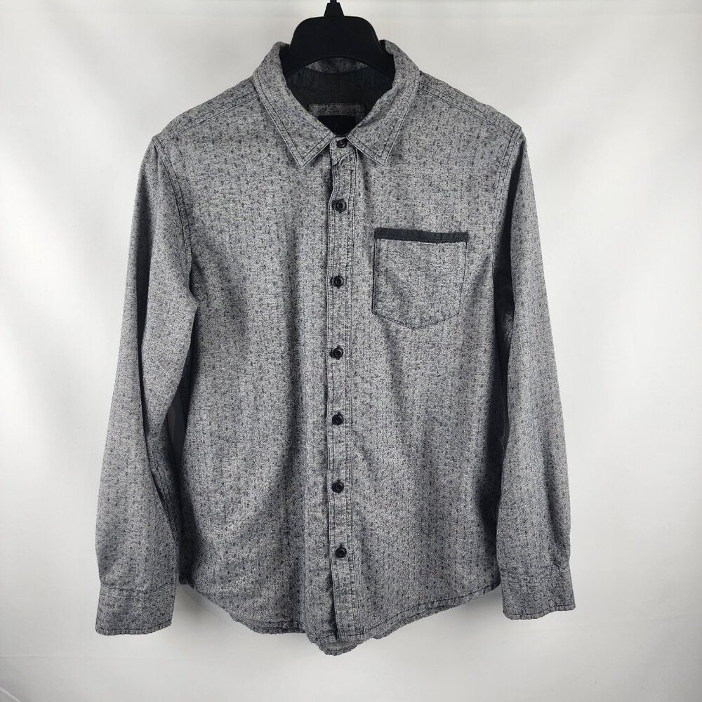 Prana Shirt Men Large Dover Gravel Gray Long Sleeve Pocket